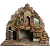 Chianese Presepe Artigianale con Fontana Funzionante e Illuminazione Integrata, Legno e Ceramica, 50x35x48 cm, Grotta per la Natività, Stile Tradizionale Napoletano | Presepe artigianale decorativo per interni