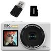 Trurovem Fotocamera entry-level 5K con funzionalità a doppio schermo Display anteriore e posteriore da 2,8 pollici, zoom 18X, capacità fotografica da 80 MP, per uso studentesco (bianco 32G)