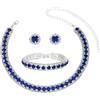 UNICRAFTALE Set di gioielli in cristallo strass collana girocollo in cristallo bracciale a maglie orecchini a stelo per matrimonio damigelle d'onore festa, Metallo