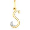 Rodium - Ciondoli in oro, lettera S con zirconi, oro 14k/finezza 585, ciondoli per collana o bracciale a catena per donna