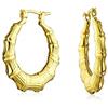 Bling Jewelry Orecchini a cerchio medi in bambù cavo leggero per donne placcati in oro 18K in ottone per donne e adolescenti diametro 1,25 pollici