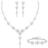 EVER FAITH Set di gioielli da sposa per damigella d'onore con strass di cristallo fiore collana orecchini bracciale da donna tono argento trasparente