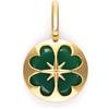 SINGULARU - Charm Trifoglio Agata Stone. Ottone con Placcatura in oro 18 kt e Pietra naturale. Gioielli da donna.