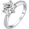 JewelryPalace 2ct Classico Anello Solitario Donna placcato oro bianco 14K con Creato Moissanite, Diamante Simulato Anelli con Pietre Laterali, Semplice Fedine Fidanzamento Set Gioielli Donna 10.5