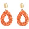 GAZIL Orecchini Pendenti Boho da Donna, Arancione, Orecchini Statement Intrecciati con Perline, Gioielli alla Moda Dorati Leggeri