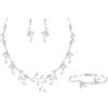 EVER FAITH Gioielli da sposa per damigella d'onore, zirconi a forma di pera, pietra portafortuna foglia, set di orecchini per prom chiaro tono argento, Zirconia cubica, cubica