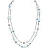 BOCAR Collana a 2 Strati con Catena Lunga, Perline in Acrilico e Perle Artificiali, Stile Boemo Casual per Donna (NK-10689-Aqua Blue)