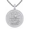 ICEDIAMOND 14K placcato oro Stay Humble-Hustle Hard Encourage Collana con ciondolo, gioielli con ciondolo Hip Hop con diamante CZ ghiacciato per uomo donna (White)