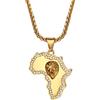 OIDEA Collana Uomo Oro Testa di Leone Ciondolo Mappa dell'Africa Acciaio Inox Strass Intarsiati Gioielli Unisex Gotici Regalo Donna di Novità Halloween Natale