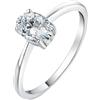 JewelryPalace 1ct Classico Anello Solitario Donna placcato oro bianco 14K con Creato Moissanite, Anelli Donna con Pietra Ovale, Fede Nuziale d'Oro Bianco Anello Fidanzamento Set Gioielli Donna 14.5