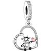 Mon & Sons Ciondolo in argento Sterling 925 con scritta in lingua inglese Mother Daughter I Love You a forma di cuore, cavallo, gatto, cane, pinguino, compatibile con braccialetti Pandora, Metallo