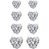 JewelryWe 3 Paia Orecchini da Unisex in Acciaio Inossidabile, Zircone Lucido,6/7/8MM, Orecchini Magnetici (4 paia cuore)