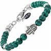 10:10 Bracciale Uomo Donna Pietre Naturali Occhio di Tigre Verde 6 mm e Acciaio Inox - Pendente Mano di Fatima. Braccialetto Regolabile, Resistente e Comodo. Made In Italy (Occhio Verde)
