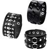 JewelryWe Gioielli da uomo, larghezza in pelle, stile gotico, con borchie intrecciate, in pelle, con bottone a pressione, regolabile, nero/rosso, 6.69 inches (17 cm), Pelle