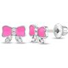 In Season Jewelry Orecchini Per Bambini Con Fiocco Rosa - Argento Sterling