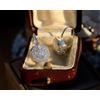 Orecchini Dormeuses Argento Art Deco Quadrato CZ Bianco Sottile 1920S SA1