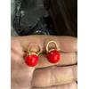 Orecchini a Monachella Dorato Perla Rosso Madreperla 14mm Colorata ET1