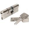 Bricard 115991 Cilindro Trial S 40+50 Nichelato doppio ingresso estraibile- 5 chiavi-Livello di sicurezza 4