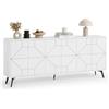 Shally Dogan Madia con 6 Ante da Ingresso in Legno, Consolle Design Geometrico con Struttura Resistente, Mobile Ideale per Casa, Ufficio, Soggiorno, Camera da Letto, 184 x 35 x 77.4 cm, Bianco