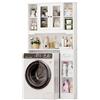 FOREHILL Mobile Lavatrice con 2 Ante, Mobile Sopra WC a 7 Scomparti Aperti e Porta Fazzoletti, Scaffale Sopra Lavatrice a Ripiani Regolabili, Mobiletto Asciugatrice, 89x20x173cm (Bianco)