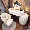 MiaJJooLi Toeletta da Trucco con Luci LED Specchio, Postazione Trucco, Tavolo da Trucco con Cassetti, Tavolo da Toeletta per Camera da Letto con Sedia in Velluto per Ragazza, Donna
