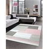 CARPETIA Moderno Tappeto pello Basso Moquette Tappeto da Salotto Contour Karo Pastello Rosa Crema Marrone Größe 160x230 cm