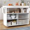 VS VanShine Isola da cucina mobile, carrello da cucina, tavolo da pranzo estensibile, armadio buffet, ante scorrevoli in vetro temperato, ripiani regolabili, portasciugamani, 122 x 46-69 x 91 cm