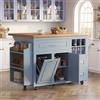 VS VanShine Isola da cucina mobile, carrello da cucina, tavolo da pranzo estensibile, armadietto da cucina con cassetti, cestino per vino rimovibile, scaffale laterale per snack, pattumiera, 143 x 75