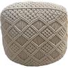 milani home - pouf in cotone intrecciato, Moulin, cotone naturale, stile boho, bianco, 45 x 45 x 45 cm