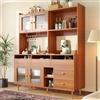 PUGSDRLY Credenza da cucina, armadio con anta in vetro, mobile da tavola per soggiorno e sala da pranzo, spazio di archiviazione multistrato (145 x 39 x 171 - marrone rosso)