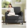 Welzona Poltrona da soggiorno, 84 cm, comoda e senza attrezzi, poltrona lounge in legno, per camera da letto, lettura, mini divano, piccolo divano per camera da letto, grigio