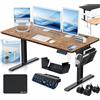 KESSER® Scrivania elettrica regolabile in altezza, Scrivania ergonomica per postura eretta, Controllo di memoria a 3 funzioni, incl. Ruote a 360° e Porta di ricarica USB, 120x60 cm - Marrone