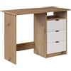 Vicco Scrivania Meiko, Bianco/Artisan, 105 x 50 cm con cassetti, con piano di lavoro e vano aperto per riporre materiali