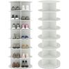 Amveya Scarpiera Componibile Salvaspazio, Scarpiera Girevole Verticale Grande, Portascarpe Ingresso Salvaspazio, Shoe Rack bianco a 7 piani con 28 spazi aperti