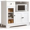 Blishom Credenza Armadio Sideboard Cucina con ripiano per microonde,mobiletto con 1 cassetto,3 ante, ripiani regolabili,per sala da pranzo e soggiorno,90x40x82 cm,Bianco