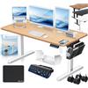KESSER® Scrivania elettrica regolabile in altezza, Scrivania ergonomica per postura eretta, Controllo di memoria a 3 funzioni, incl. Ruote a 360° e Porta di ricarica USB, 120x60 cm - Beige