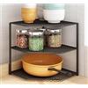 Waigg Kii Scaffale angolare da cucina a 3 livelli, organizer per angolo cucina, in metallo, per ufficio studio (24 x 25 x 18 cm, nero)