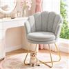 Hellove Sedia Trucco, Poltrona Conchiglia in Teddy con Placcato Oro Metallo Gambe, Moderno Poltrona Salotto con Seduta Morbida Imbottita per Camera da letto/Soggiorno/Vanità, Grigio