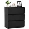 Amveya Cassettiera nera lucida con 3 cassetti, larghezza 60 cm, per camera da letto, soggiorno, corridoio, ufficio, 60 x 40 x 70 cm
