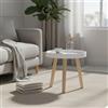 INDE MOBLEKIT | Tavolino in Legno Bianco 35 cm con 3 Gambe, Tavolino Rotondo per Salotto o Camera da Letto, Tavolino Decorativo Stile Nordico per Casa Moderna