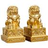 SYLUOQP Coppia di Statue di Cani Fu in Ottone da 2 Pezzi, Leoni Cinesi for la ricchezza e la Protezione del Feng Shui, Figurine for la Decorazione della casa, Regali di inaugurazione della