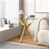 GOLDFAN Tavolino rotondo in vetro con gambe dorate per soggiorno, 50 cm, tavolino rotondo per divano, comodino moderno contemporaneo per camera da letto