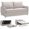 EVERGREENWEB MATERASSI & BEDS EVERGREENWEB - Divano Letto 2 Posti L170xP90xA75 Sofà con Materasso Matrimoniale Memory alto 10 cm, Moderno Tessuto Beige, Schienale a Doppio Cuscino Estraibile, Struttura Rinforzata Pieghevole, GRACE