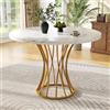 Merax Tavolo da pranzo rotondo 80 x 80 cm, bianco marmo, tavolo da pranzo per 2-4 persone, telaio in metallo, gambe regolabili, design industriale, adatto per ristoranti, soggiorno, cucina, sala da