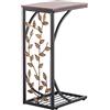 CZYUEAUDA 54 x 30,5 x 21 cm, tavolino in ferro con motivo a foglie, colore: marrone