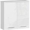 AKORD | Mobile Alto da Bagno FIN W30 a 1 Anta | Armadio a Muro Sospeso | Porta con Montaggio a Destra o a Sinistra | 30 x 60 x 22,5 cm | Peso 18 kg | Bianco | Bianco lucido