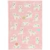RugVista Lo Friends, Tappeto per bambini, Moderni Bambini, 140 x 200 cm, Rettangolare, Pelo medio, Cameretta, Lavabile solo a mano, Senza sostanze chimiche pericolose, Rosa/Multi