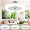 Lospitch 2 pezzi Ventilatore a Soffitto con Lampada 80W, Ultra-Silenzioso 3 Velocità Regolabile Fan Plafoniera con Telecomando per Soggiorno Camera da Letto Sala da Pranzo Cucina φ55cm