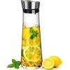 Csuntikulo Caraffa Filtrante, Csuntikulo 1L Caraffa in Vetro con Coperchio in Acciaio Inox, Brocca Acqua in Vetro Resistente Borosilicato per Acqua, Latte, Succo e Limonata