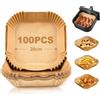 Logei Carta da forno per friggitrice ad aria calda, 100 pezzi 20 cm, carta da forno quadrata, antiaderente, impermeabile, resistente all'olio, usa e g
